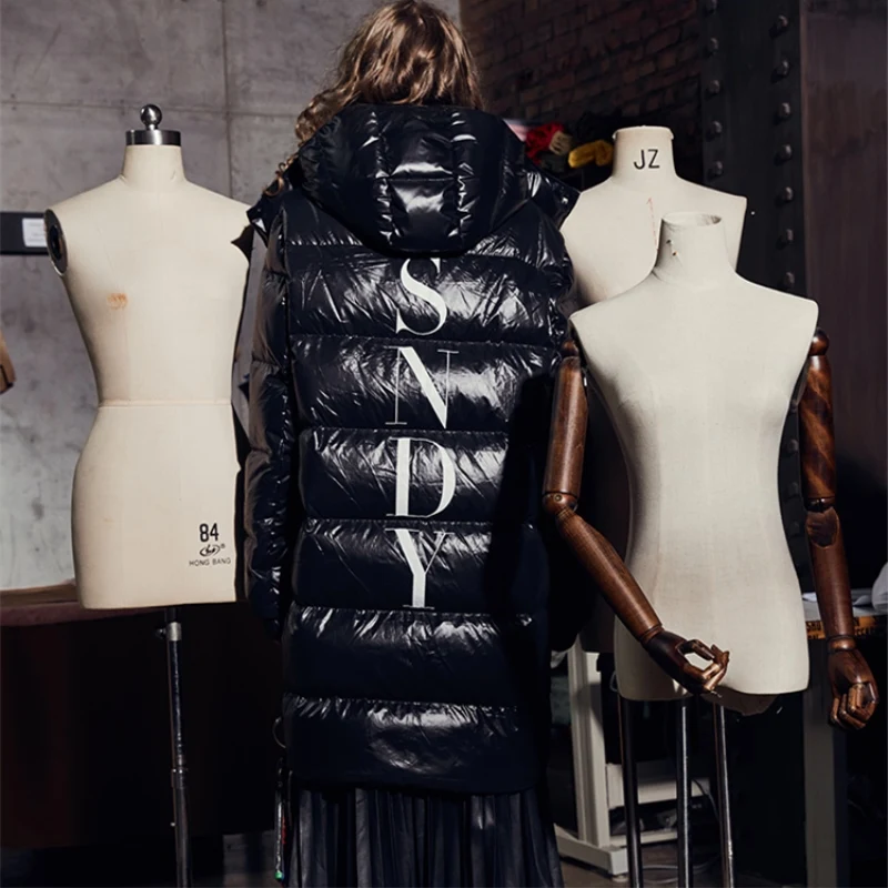 2018 New Winter Large Size Loose Warm Thicken Hooded Long Women Down Jacket Fashion Trendy Solid Couple Wear 90% Coat LF199 | Женская