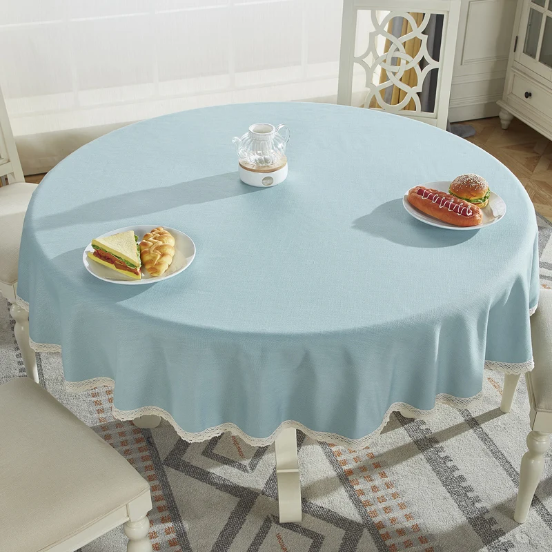 Круглая скатерть из хлопка и льна для стола в клетку с рисунком Рождественский