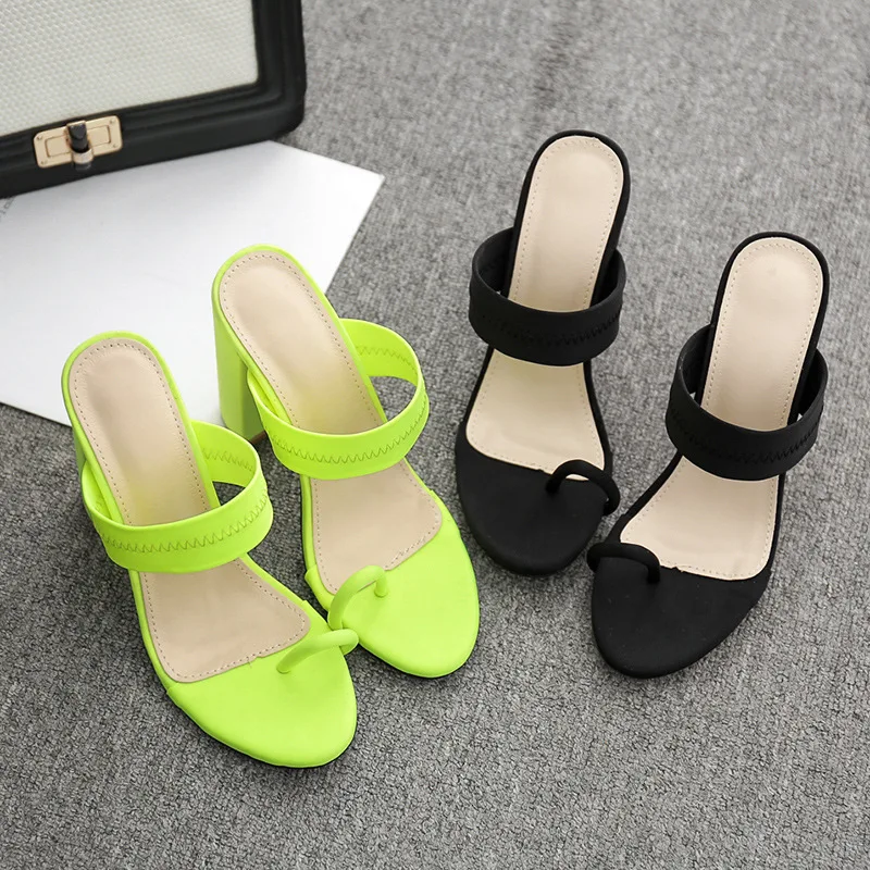 2019 летние шлепанцы босоножки на высоком толстом каблуке женские уличная одежда