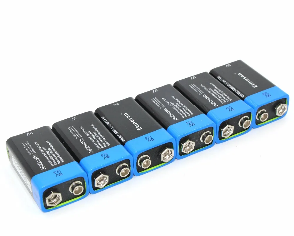 6 шт./лот Etinesan 9V 3600mWh литий-ионный аккумулятор перезаряжаемого литий-полимерный аккумулятор для микрофона, gps, пульт дистанционного управления, игрушки и т. д