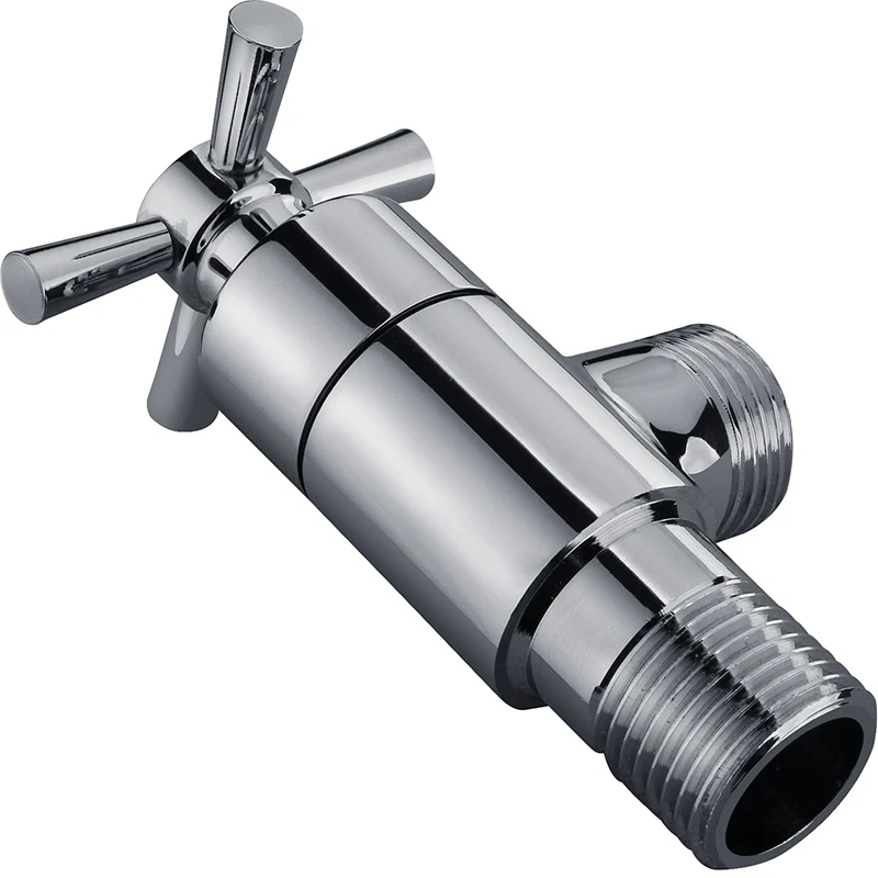 Угловой клапан для ванной и туалета латунный из чистой меди хромированный с