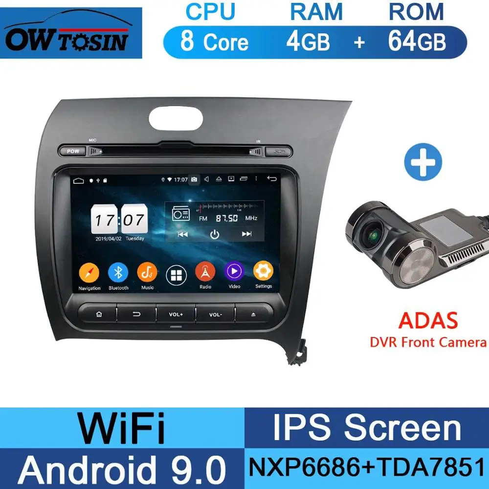 64G Adas Camera " ips 1920*1080 8 Core 4G ram+ 64G rom Android 9,0 автомобильный dvd-плеер Для Киа церато Форте K3 2013 DSP радио gps Parrot BT - Цвет: 64G Adas Camera