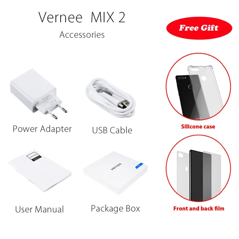 Vernee Mix 2 4 ГБ 64 6 0 дюймов Android 7 задней камерами отпечатков пальцев ID телефон MTK6757CD Helio