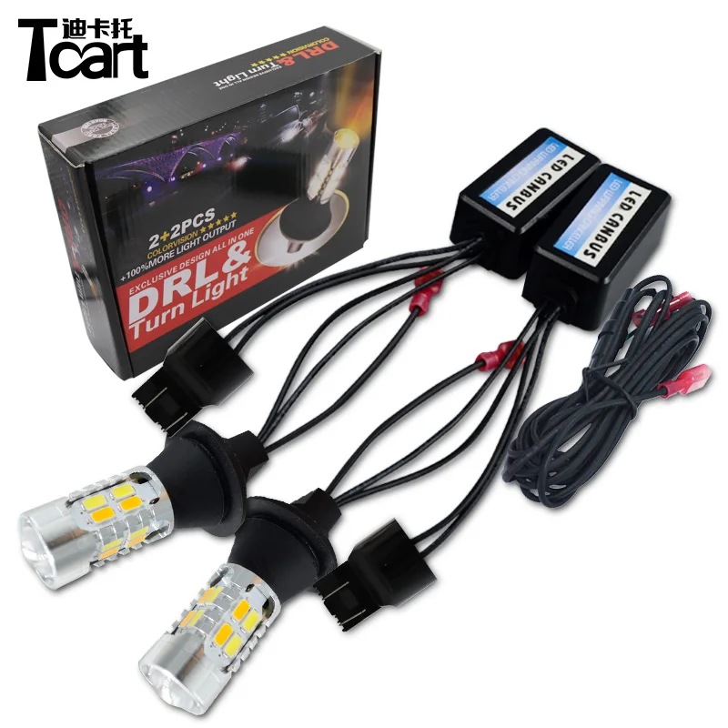Tcart для Mitsubishi pajero 4 7440 T20 WY21W DRL Дневной ходовой светильник и сигнальный поворота