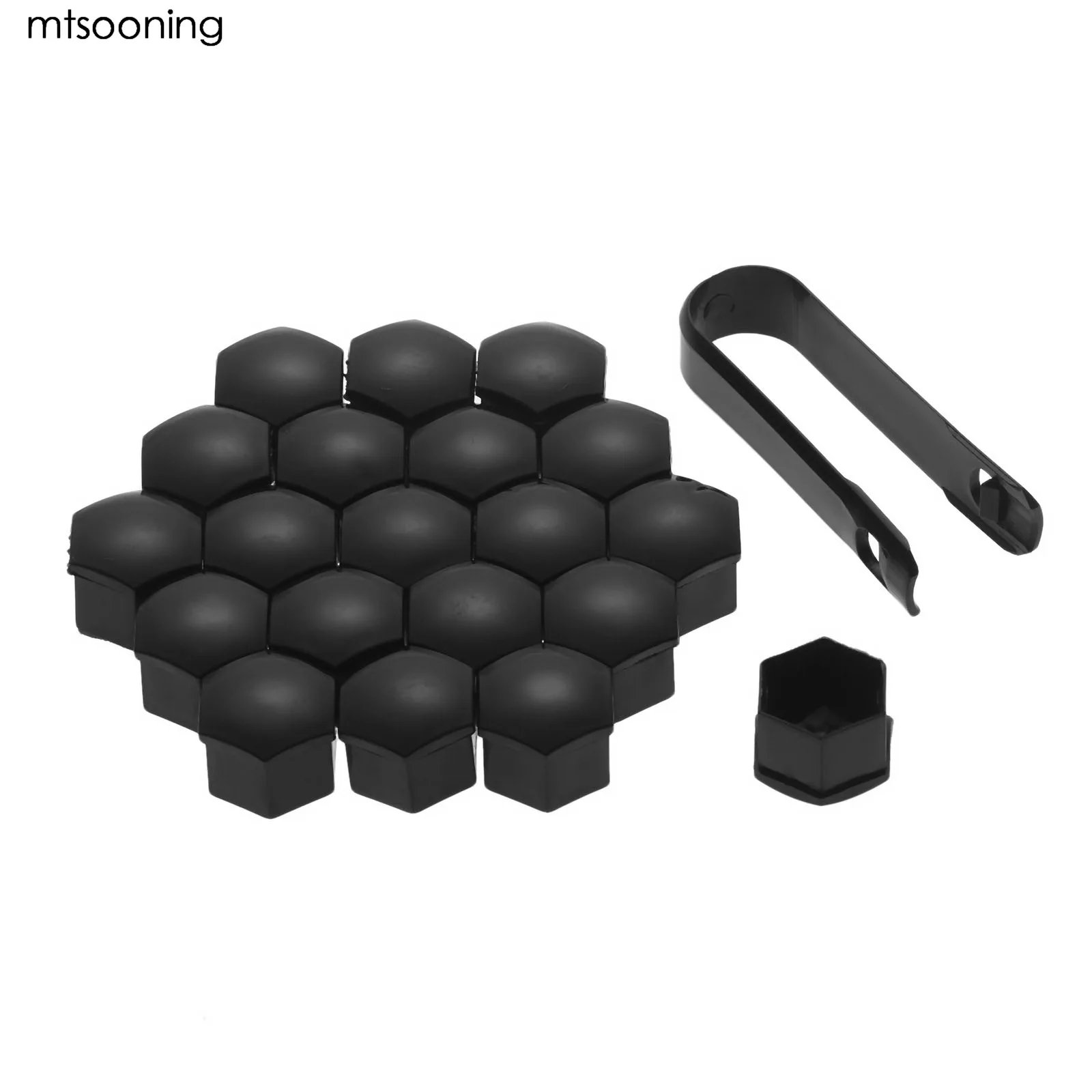 17mm black 20 шт. Универсальный антикоррозийной 17/19/21 мм; цвет черный, серый, красный; Глянцевая автоматической обрезки шин болт гайки колеса защита крышки W/Средство для удаления - Название цвета: 17mm black