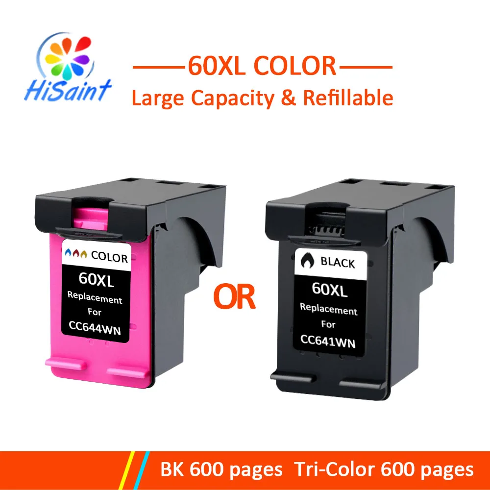 Замена картриджа Hisaint для HP 60 XL 60XL картридж Deskjet D2530 D2545 F2430 F4224 F4440 F4480