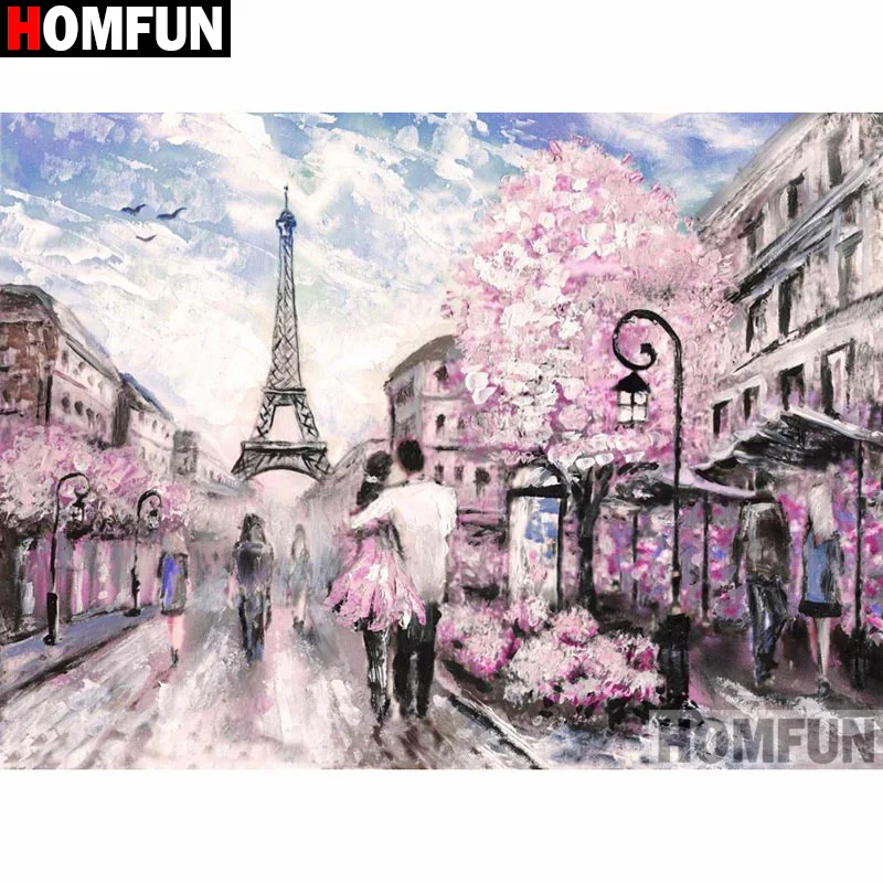 Алмазная 5d-картина HOMFUN Башня цветущей вишни вышивка крестиком с полными
