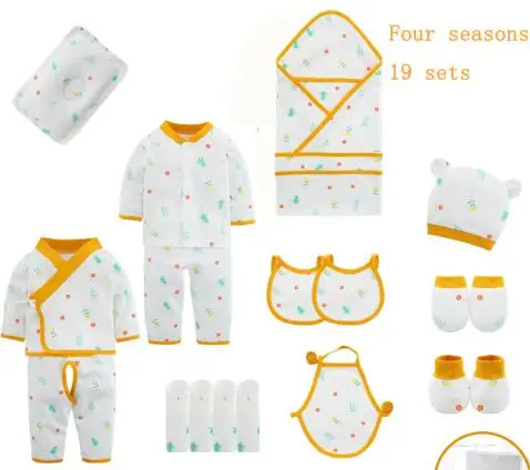 Four seasons 19 sets 18/19 шт./От 0 до 3 месяцев, весенне-осенняя одежда для новорожденных, комплект детской одежды из хлопка, комплект одежды унисекс для маленьких мальчиков и девочек - Цвет: Four seasons 19 sets