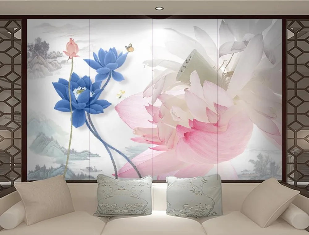 Chinese Wallpaper For Living room 3D Mural Ink and water Photo Printing Bedroom Decoration Sofa TV Backdrop | Обустройство дома