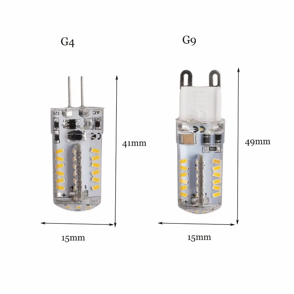 G4 G9 Светодиодная лампа AC/DC10 20V ac110/220 V силиконовая хрустальная люстра 57