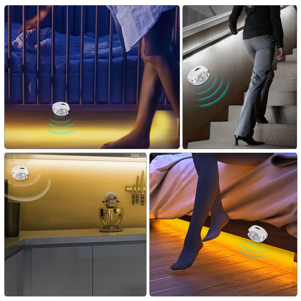 

EeeToo LED Auto Sensor Under Cabinet Lights Wireless PIR Wardrobe Night Light for Kitchen Illumination Bedroom Stairs Wall Lamps