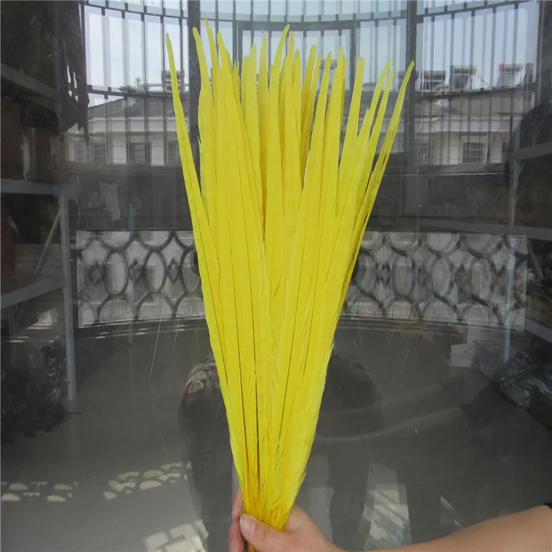 Yellow 50 шт. натуральные перья из хвоста фазана 16-18 дюймов 40-45 см Высокое качество Diy Ювелирные изделия Свадебные украшения перья фазана - Цвет: Yellow