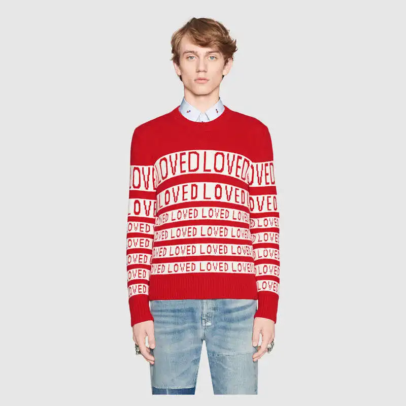 Unisex Man Sweaters Autumn Winter Thick Warm Letter Loved Sweater Women Casual Plus Size Rabbit Velvet Runway Pullovers | Женская одежда