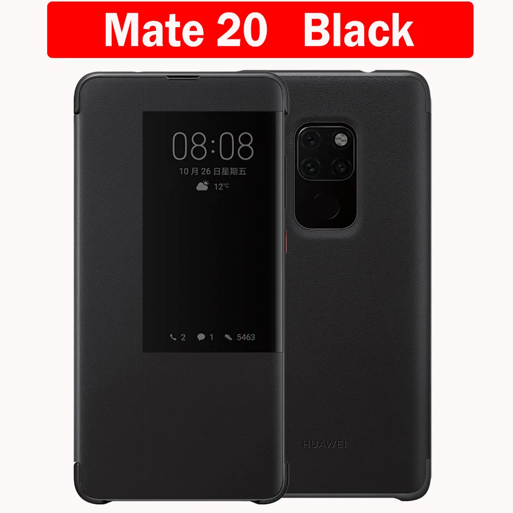Чехол для huawei mate 20 Pro, чехол для huawei mate 20 X, чехол для mate 20 с откидной крышкой, умный защитный чехол с окошком для просмотра, чехол для huawei mate 20X - Цвет: Mate 20  Black