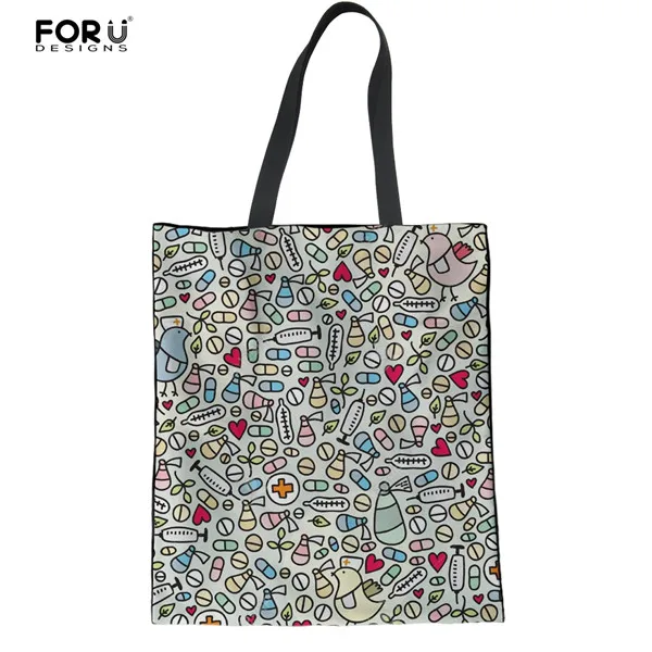 FORUDESIGNS/хозяйственные сумки для медсестры, женские холщовые многоразовый тотализатор, сумки на плечо, экологический холст, женские сумки для шоппинга, складные - Цвет: H7462Z22