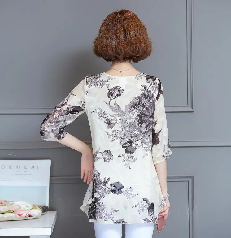2017 винтажная женская элегантная блузка с цветочным принтом летние женские