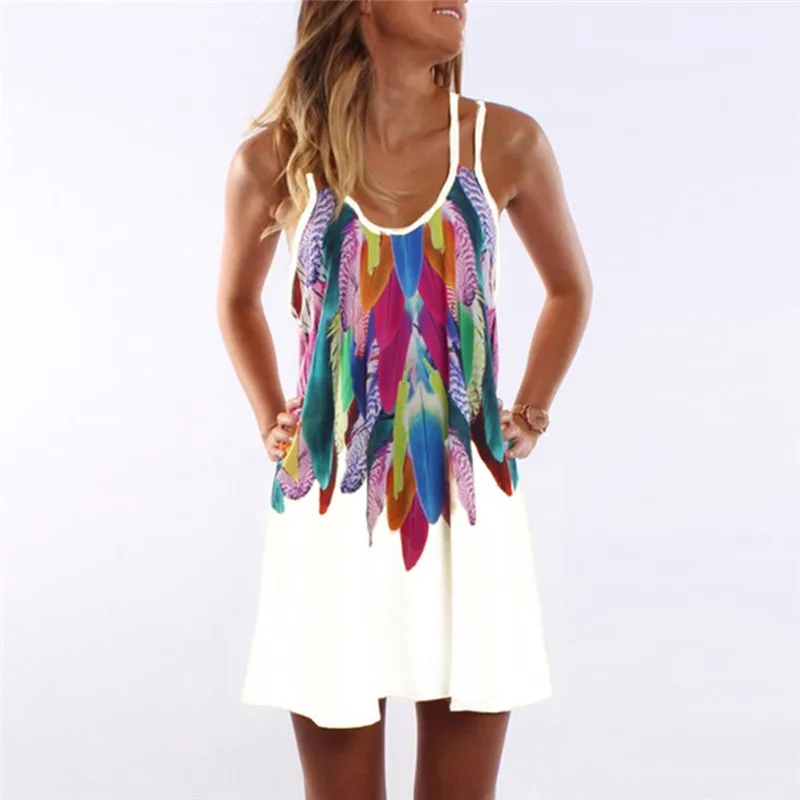 Для женщин без рукавов Свободные пляжная одежда праздничное платье s Boho Платье