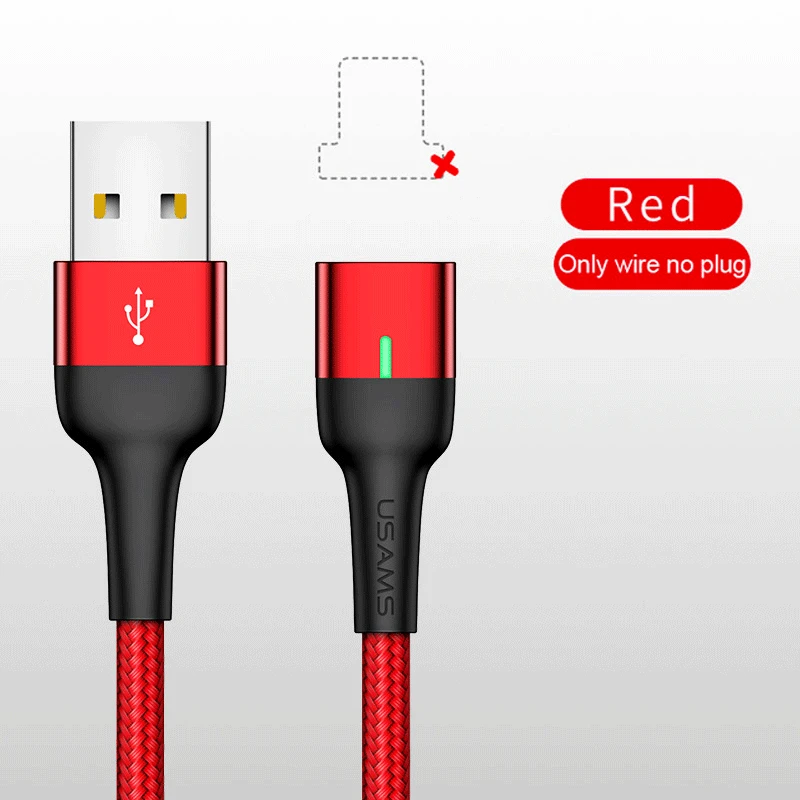 USAMS Магнитный кабель Usb type C адаптер для быстрой зарядки type-C Магнитный зарядный кабель Usb C для samsung S9 Xiaomi huawei - Цвет: Red Wire NO Plug