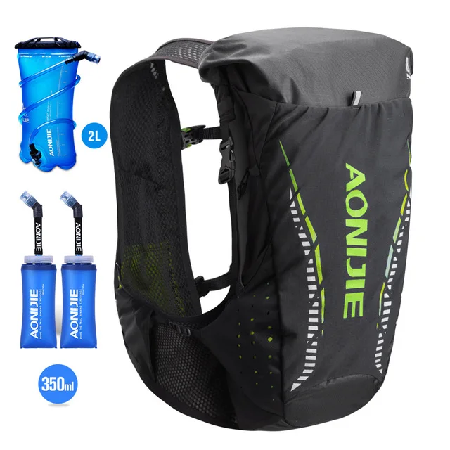 Black Green2L2x350ML AONIJIE 18L для мужчин и женщин Trail бег гидратации рюкзак для пеших прогулок Гонки Велоспорт Кемпинг марафон рюкзак дополнительная бутылка для сумки - Цвет: Black Green2L2x350ML