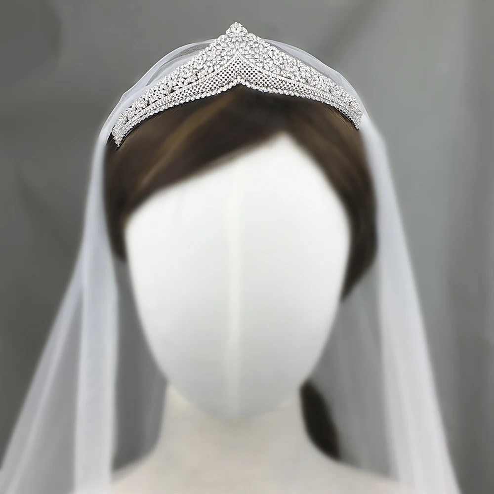 Zircon Flower Wedding Tiara Zirconia Bridal Crown Headpiece CZ Tiaras And Crowns Diadema Hair Jewelry Bijoux Cheveux WIGO1161