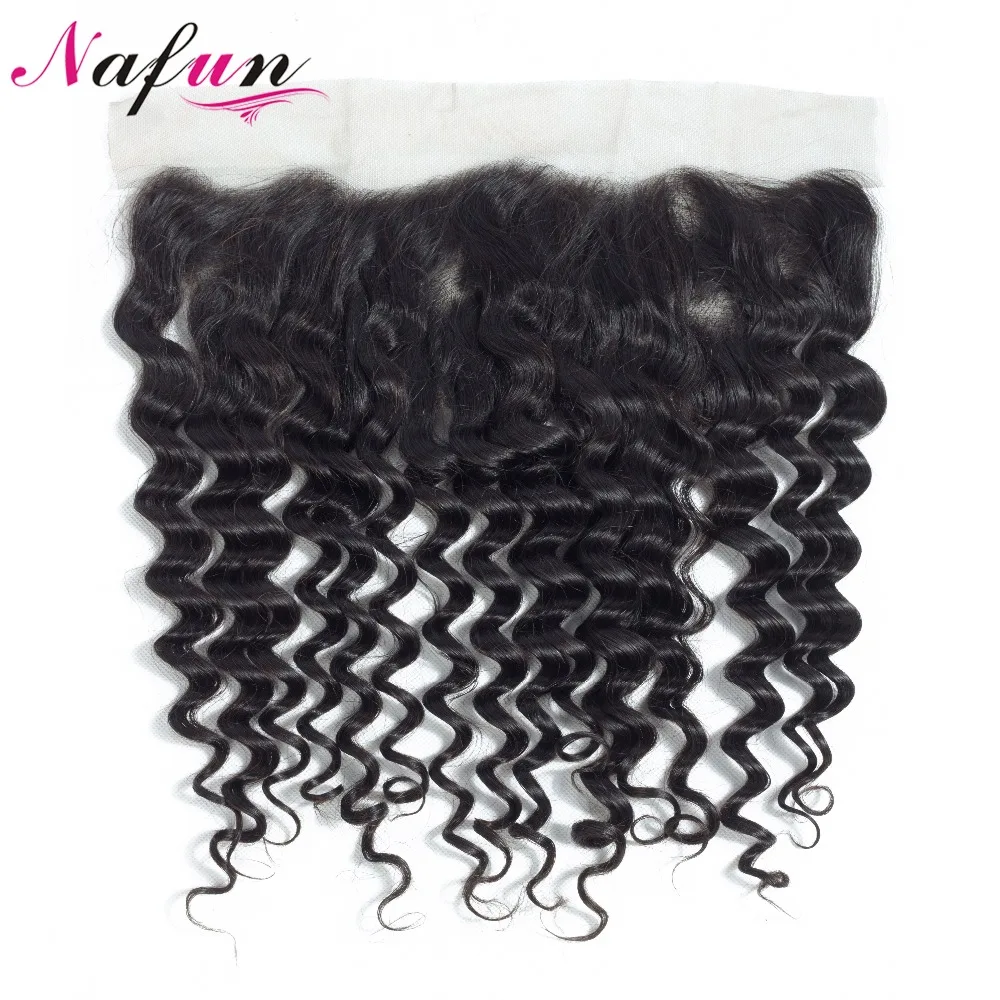 NAFUN 13x4 глубокая волна кружева фронтальное закрытие перуанские волосы Remy 100%
