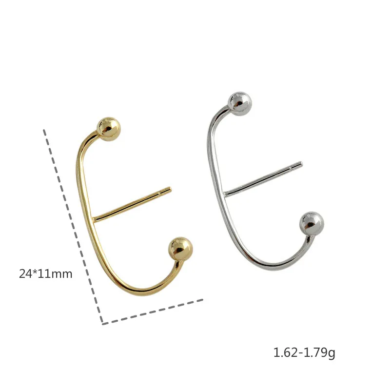 

Flyleaf Simple Gold Beads Type C Fine Jewelry 100% 925 Sterling Silver Stud Earrings For Women Earings Fashion Jewelry Fun