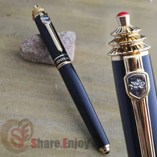 Авторучка Средний NIB черный и золотой JINHAO 18 с Пагода сверху | Канцтовары для офиса