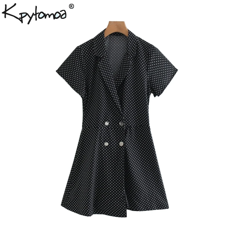 Винтаж стильный Polka Dot комбинезоны Для женщин мода воротник с лацканами, украшенные пуговицами, купальный костюм с шортами Повседневное боди Femme