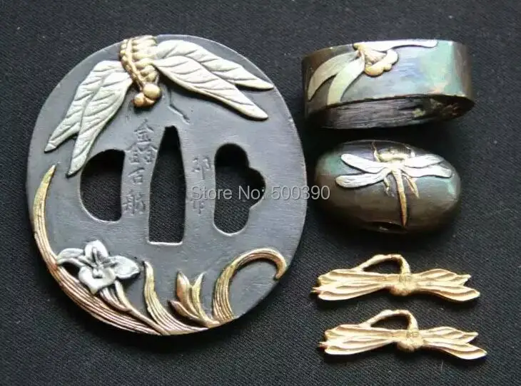 Красивый набор Медь Цуба Dragonfly Guard для японского меча Samurai катаны|Мечи| |