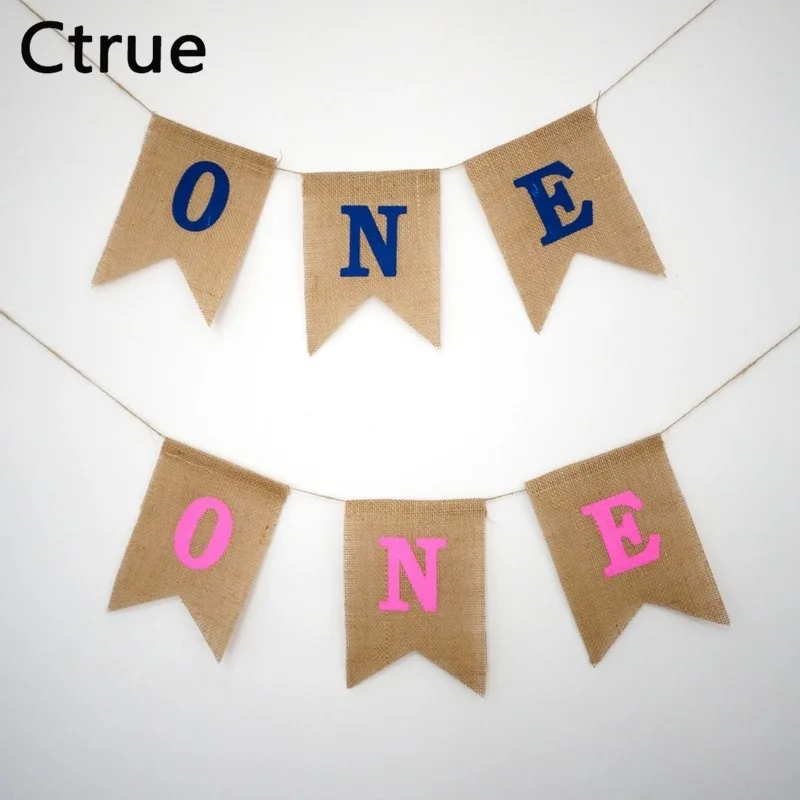 Ctrue Custom 1 день рождения I Am One кружевной джутовый баннер для маленьких мальчиков и