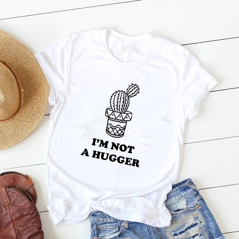 Женская футболка с принтом кактуса летняя коротким рукавом и графическим