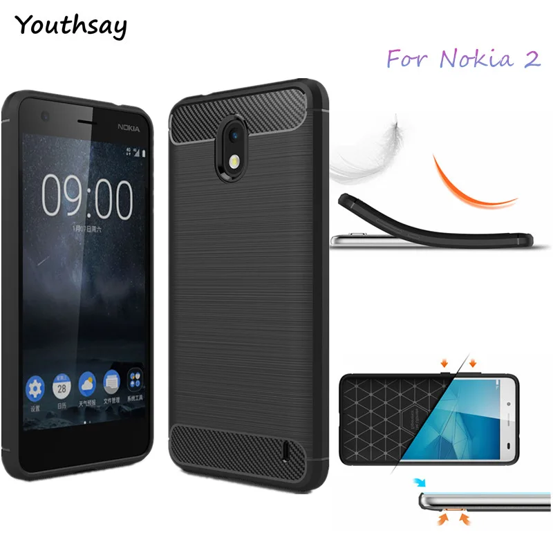 Чехол для Nokia 2 резиновый силиконовый матовый защитный чехол из ТПУ телефона Fundas TA