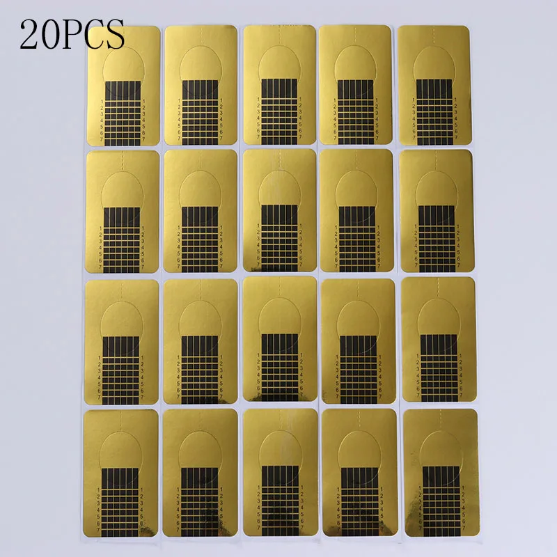 20PCS 100 шт Профессиональные формы для ногтей, формы для наращивания ногтей, для женского салона, французские акриловые наклейки для ногтей, инструменты для маникюра - Цвет: 20PCS