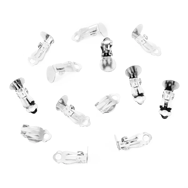 50pcs/lot 10x10mm Gold Silver NO Piercing Earrings Clips Blank Base Settings Craft for DIY Jewelry Making Findings | Украшения и