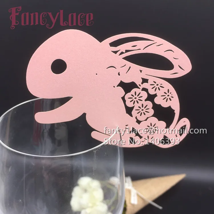 60 шт. лазерная резка милый кролик дизайн бокалы для вина карты Подарочная карта