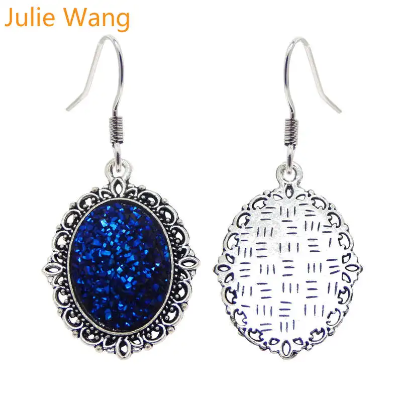 Julie Wang овальная смола искусственный кабошон ожерелье серьги набор подвески из