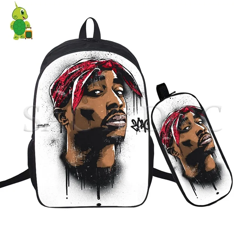 2 Для телефона с изображением Тупака 2Pac в стиле «хип-хоп» с изображением сказочной рюкзак 2 шт./компл. школьные сумки для подростков студентов рюкзак для ноутбука Повседневное дорожные сумки - Цвет: 2