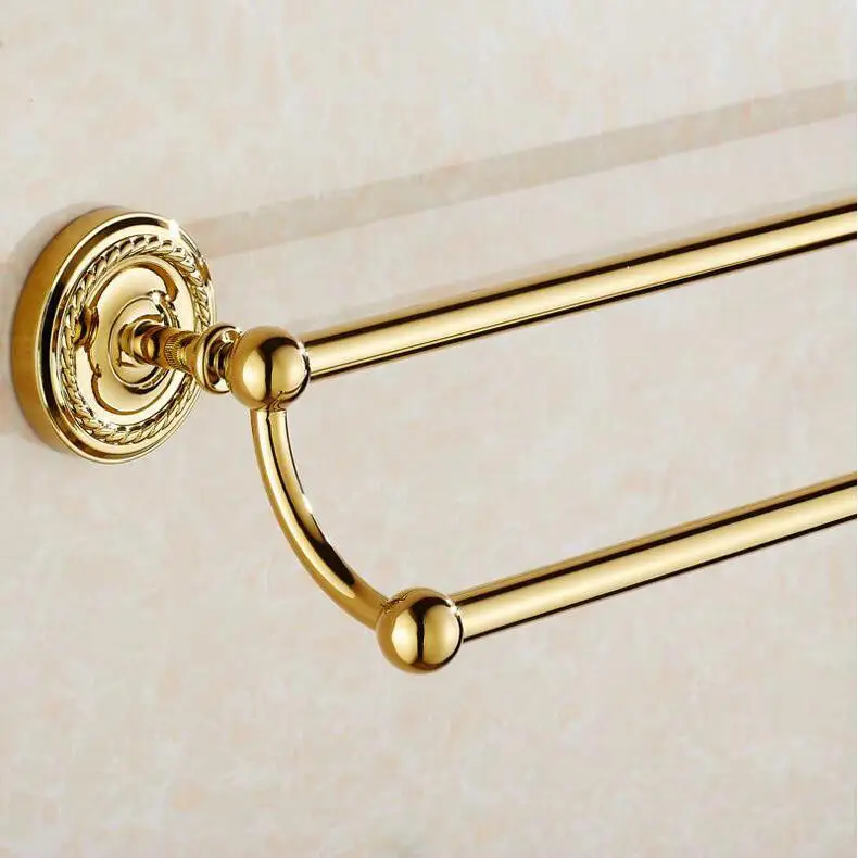Античная бронзовая/Золотая отделка для туалета латунная двойная вешалка