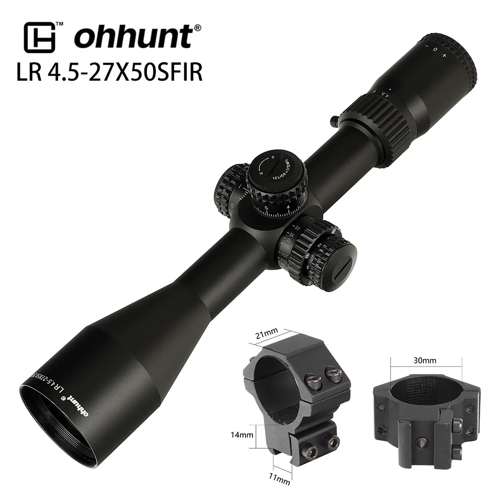 Med Dovetail Rings Охота LR 4.5-27X50 SFIR прицел Мил Дот Стеклянная травленая сетка Боковой параллакс Тактические оптические прицелы Блокировка турели визир диоптр - Цвет: Med Dovetail Rings