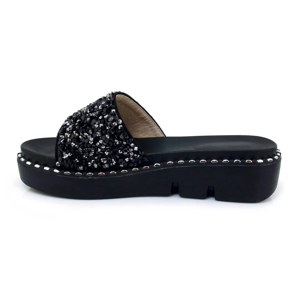 Showfun микрофибры обувь Летняя женская вне камуфляж bling на плоской платформе