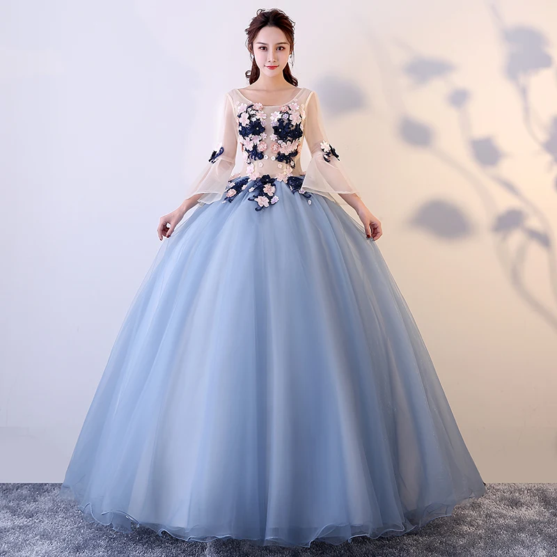 Роскошное платье принцессы с рукавами колокольчиками до пола для девочек 15 лет