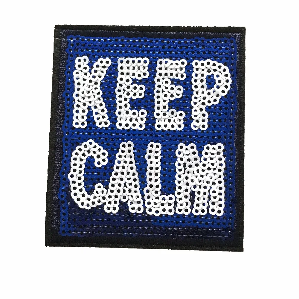 Новое поступление квадратные патчи с надписью KEEP CALM блестками для одежды рюкзака