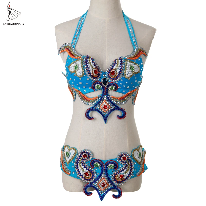 Women Oriental Belly Dancing Costume Bra Belt Beaded Top danse Egyptian orientale Belt Hip Scarf Dance Performance Luxury