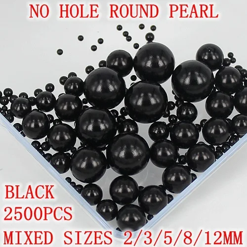 Круглые жемчужины без отверстий 2500 шт. смешанные размеры белый искусственный