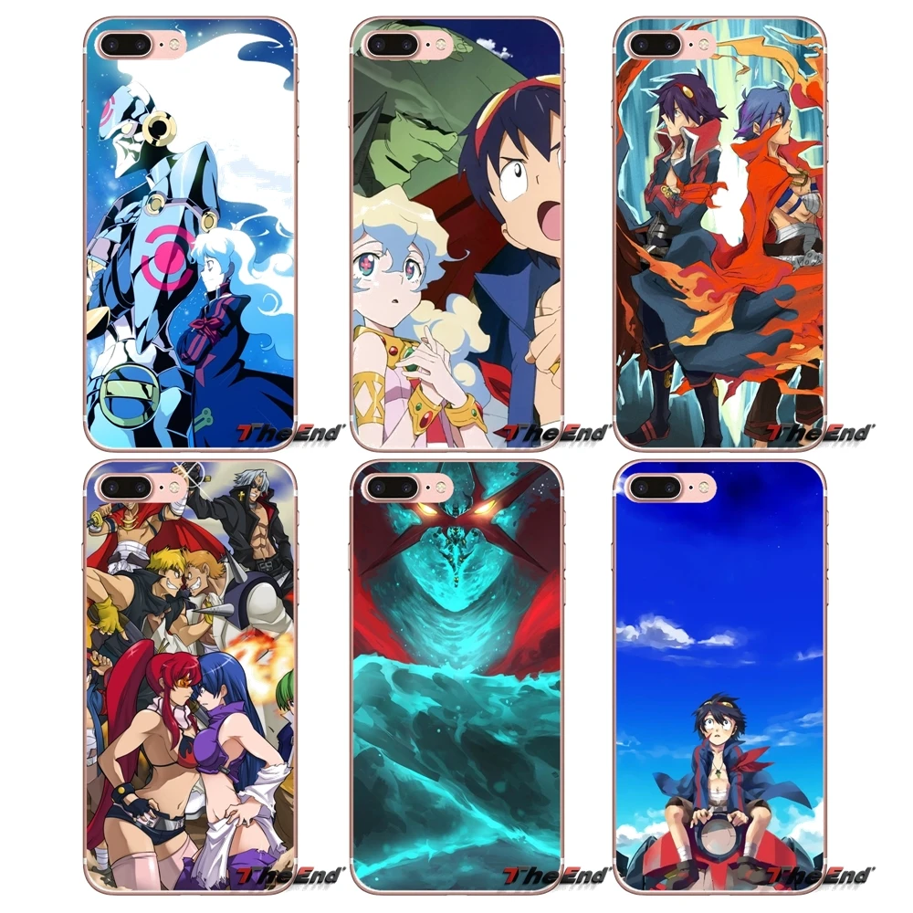 Силиконовые чехлы для iPhone X 4 4S 5 5S 5C SE 6 6S 7 8 Plus Samsung Galaxy J1 J3 J5 J7 A3 A5 2016 2017 Tengen Toppa Gurren