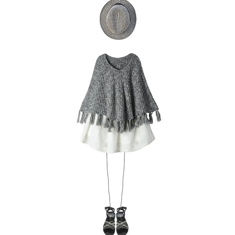 New 2019 Spring Fashion Baby Girls Sweaters Toddler 1-6Y Cloak Sweater Kids Cute Hooded Knitted Children Clothing | Детская одежда и