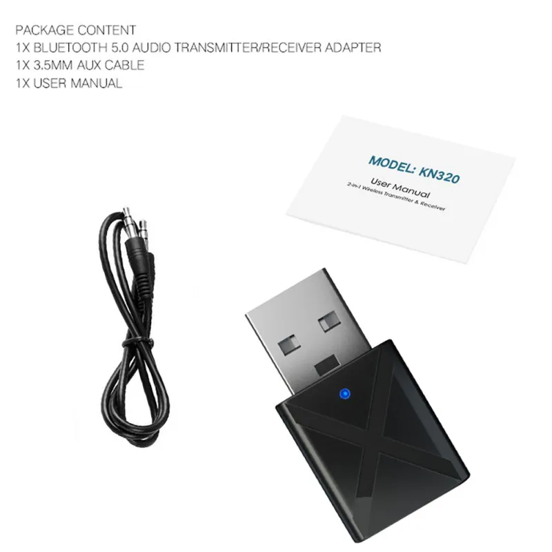 USB Bluetooth передатчик и приемник 2-в-1 Беспроводной аудио адаптер Bluetooth 5,0 приемник для ТВ автомобильного компьютера