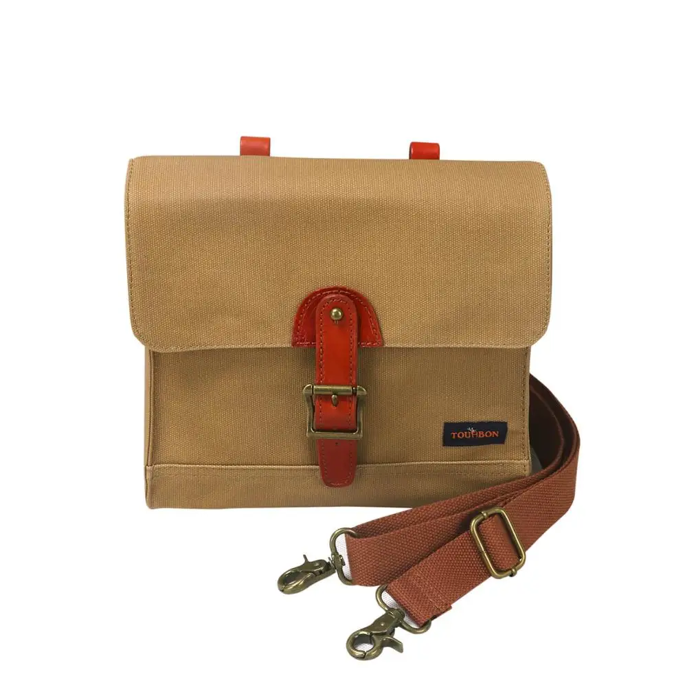 

Tourbon Vintage Cycling Bicycle Handlebar Bag Front Tube Pack Shoulder Bags Messenger Bag Waxed Water Repellent Canvas