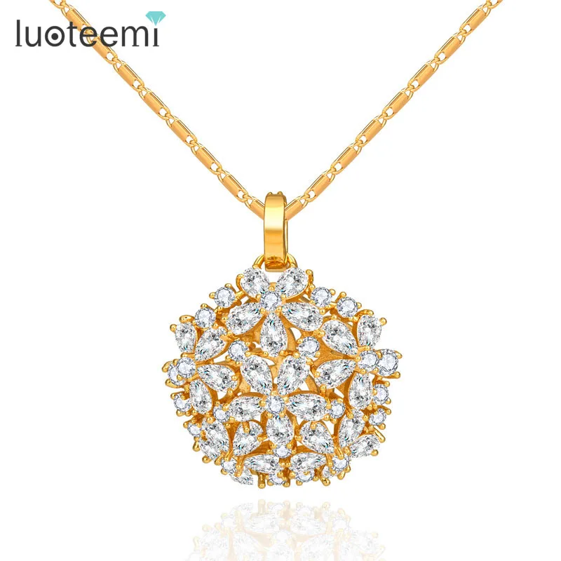 Женское Ожерелье с кулоном из циркония LUOTEEMI роскошное ожерелье на цепочке