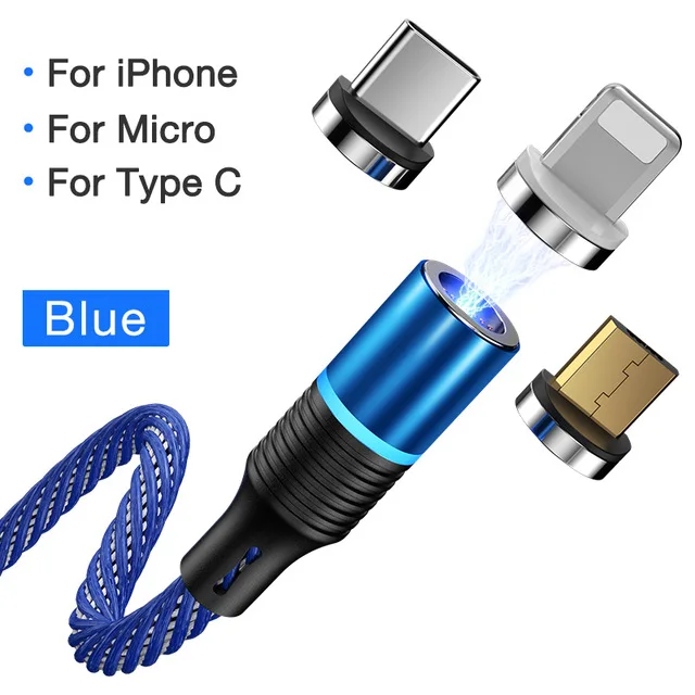 3 in 1 Blue Cafele Магнитный Micro USB кабель для iPhone samsung type-c зарядный Магнитный зарядный адаптер usb type C кабели для мобильных телефонов - Цвет: 3 in 1 Blue